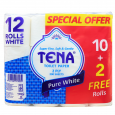 Tena Tissue White 10Pack Unwrapped