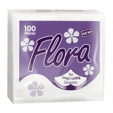 Flora Serviettes White 100S