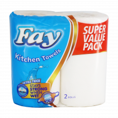 Fay Kitchen Towel 2-Ply White 2Pack